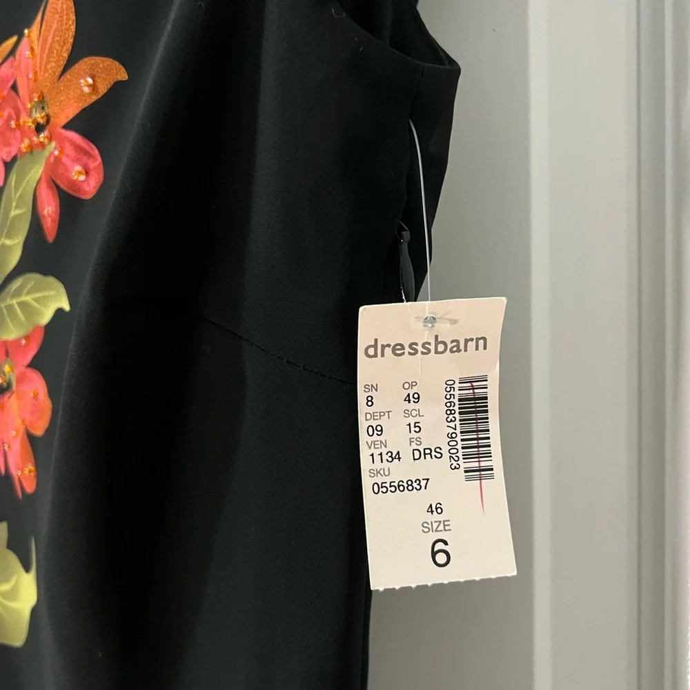 Vintage Dressbarn Black Floral Beaded Dress - NWT  (Size 6) - Picture 8 of 11